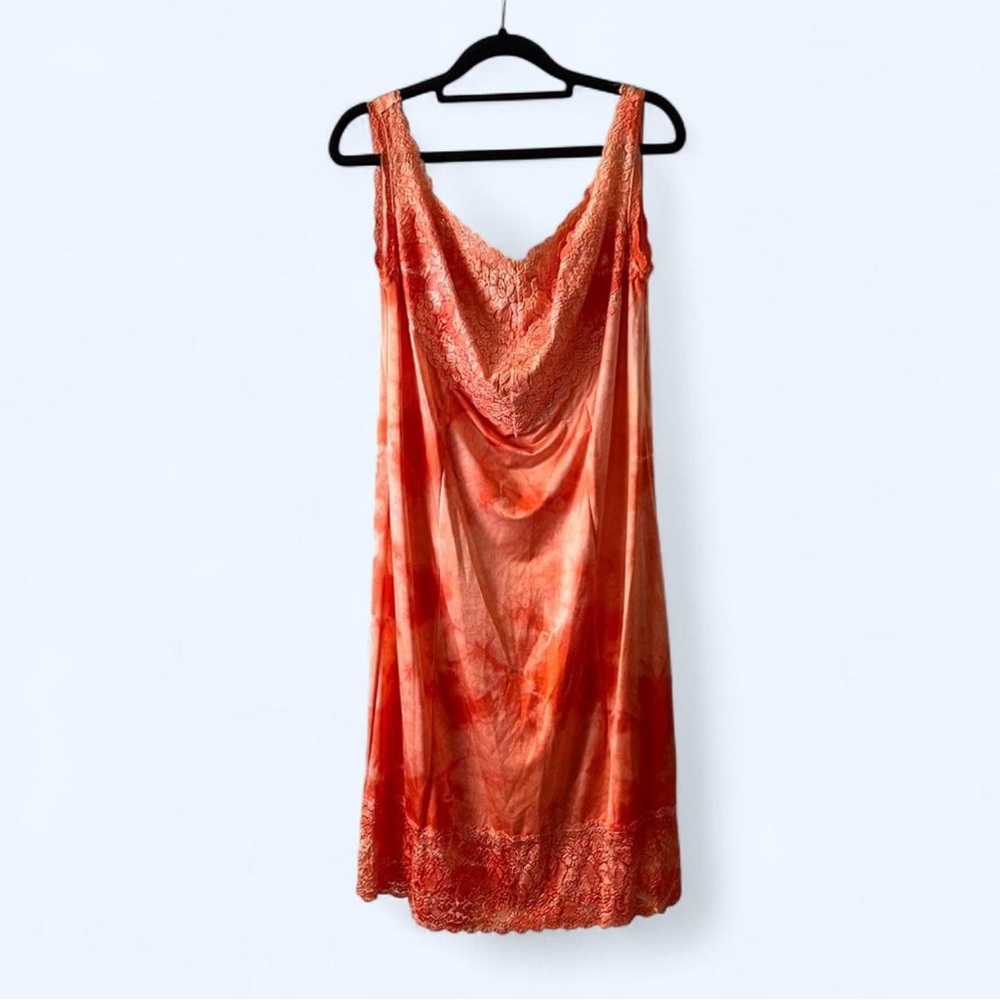 Unique Vintage Orange Lace Slip Dress